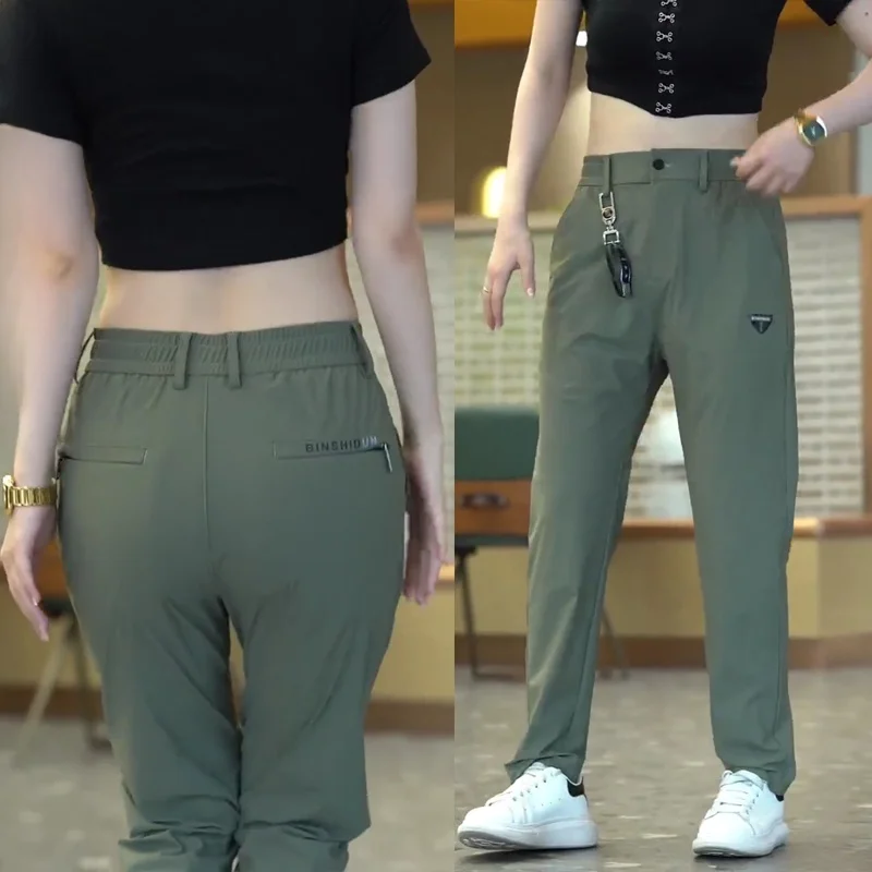 

Высокоэластичные повседневные брюки для мужчин, свободные, прямые, быстросохнущие, универсальные, длинные, дышащие, для весны и лета