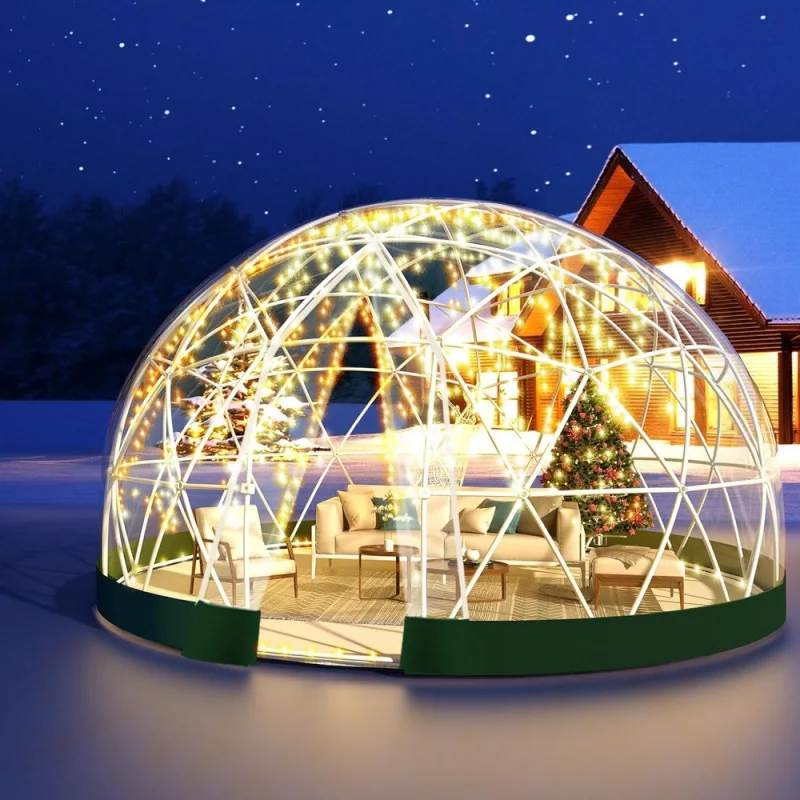 

12 x 7.2 FT Garden Dome Igloo Tent, Outdoor Igloo Dome Greenhouse with PVC Transparent Cover, Waterproof Garden Bubble Dome Tent