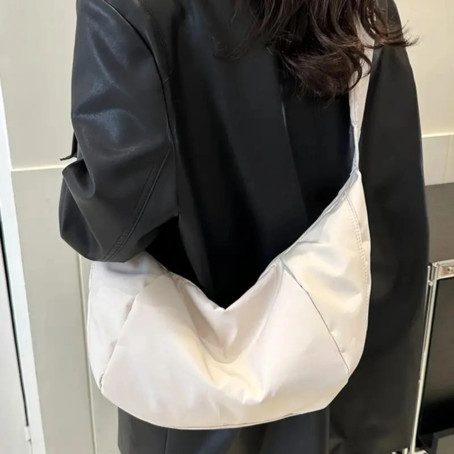 Women's Trendy Shoulder Bag, Plain Color Crossbody Handbag with Large Capacity