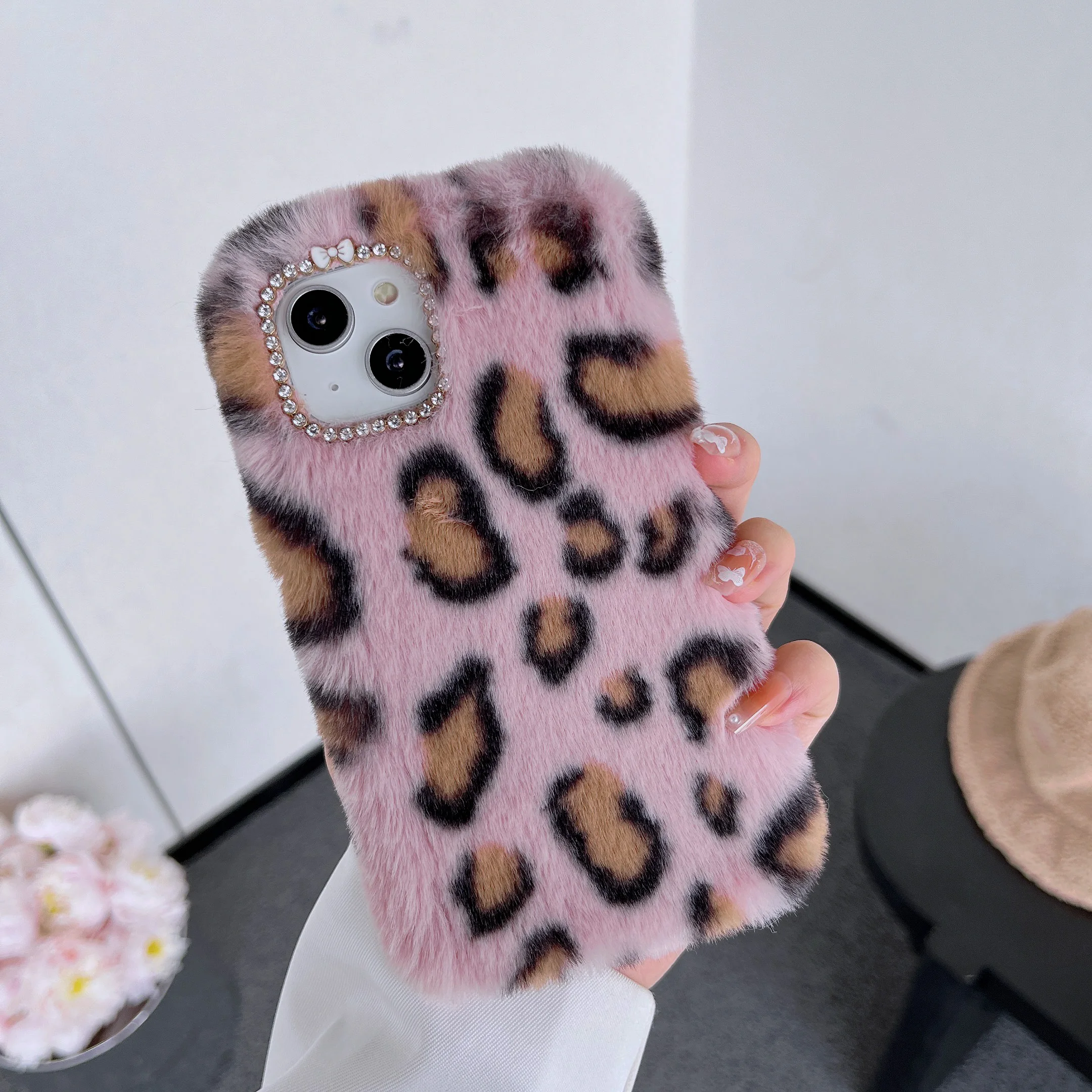 Fashion Leopard Tiger Telefoon Case Voor Iphone 14 13 Pro Max 12 Mini 11 Pro Max Xs Xr 7 8 plus Se Zachte Vacht Fluffy Warm Pluche Cover