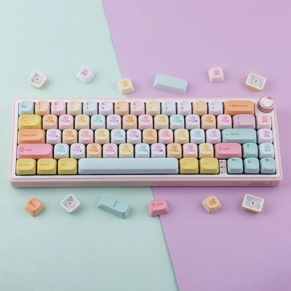 

MiFuny Cute Candy Cat круглые колпачки для клавиш в стиле аниме PBT MOA Profile колпачки для клавиш на заказ мультяшные игровые колпачки для механической клавиатуры подарки