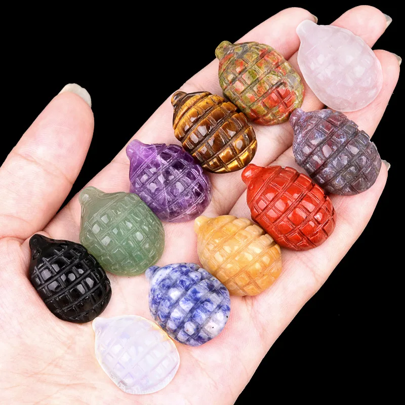 1in Energy Crystal Stone Animals Ornament Little Hedgehog Carved Natural Amethyst Obsidian Beads Healing Home Decortions