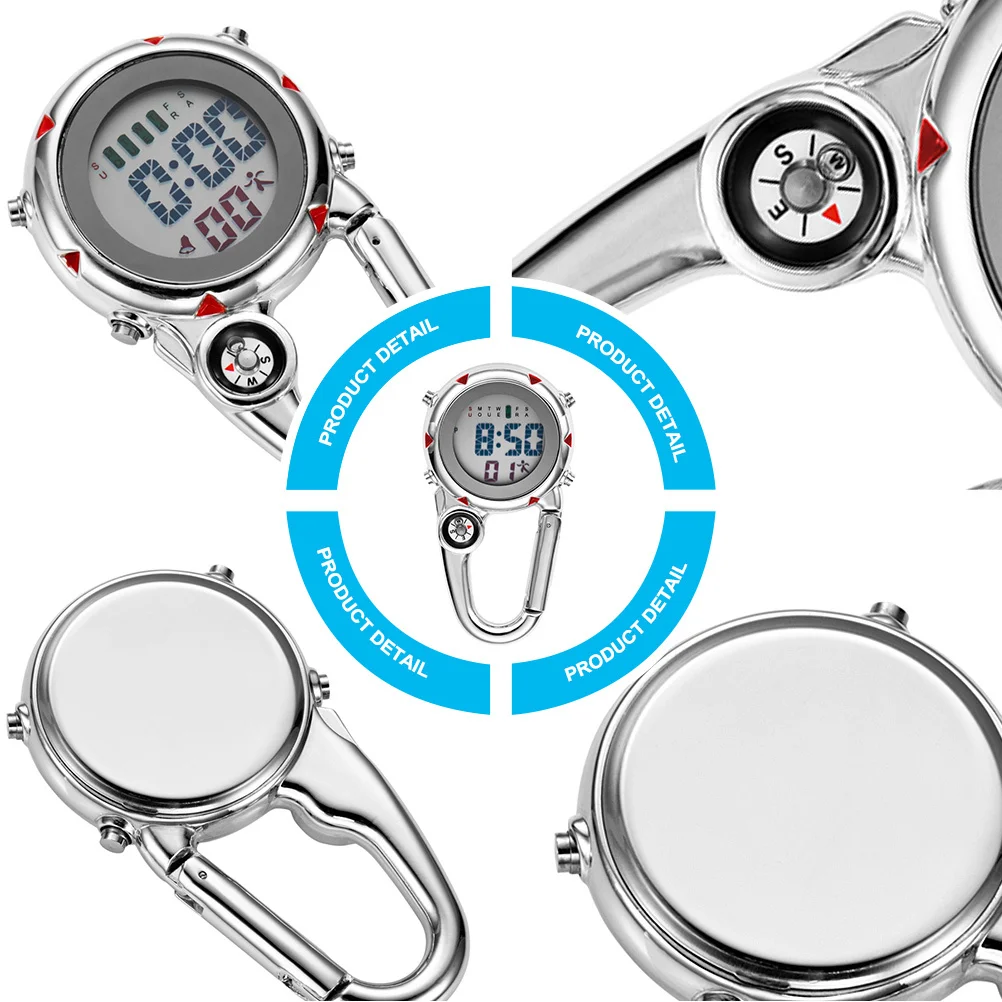 

1Pcs Climbing Carabiner Watch Clip on Quartz Waterproof Shockproof Glow Portable Watch for Outdoor Sports Nurses Doctors