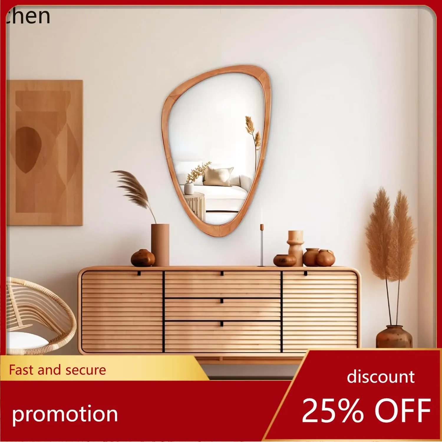 V8  wooden frame  makeup  wall hanging  vanity  antique style irregular creative decor solid wood