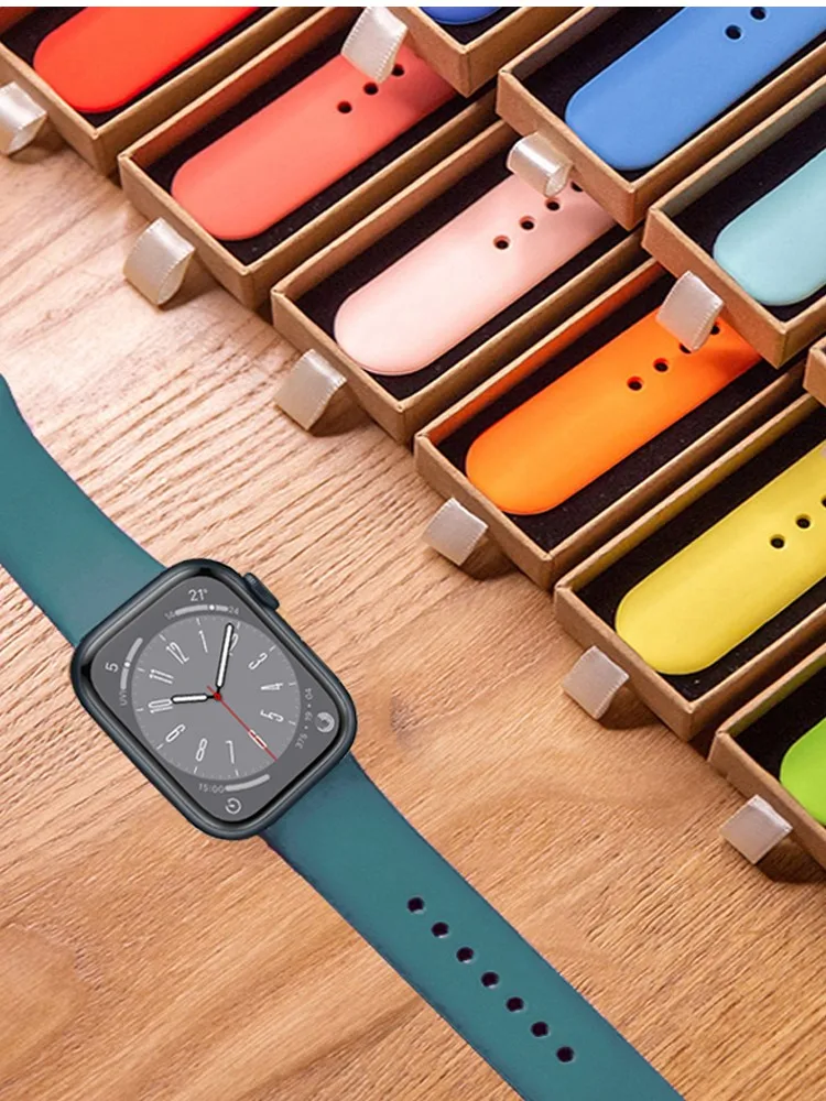 Silicone Straps For Apple Watch 10 Band 44mm 40mm 45mm 41mm 49mm 42mm 46mm correa bracelet iwatch series 7 8 se 4 3 6 9 ultra 2