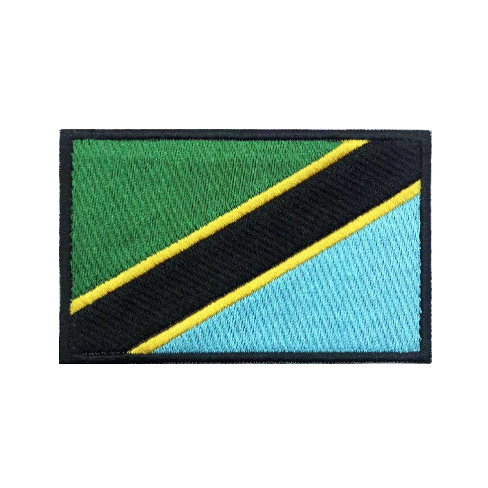 Tanzania flag Patches Armband Embroidered Patch Hook & Loop Iron On Embroidery  Badge Military Stripe