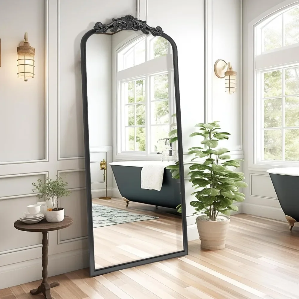 Full Body Mirror Baroque Inspired Home Decor for Bedroom Entryway Black Arched Full Length Mirror Mirrors Big Standing