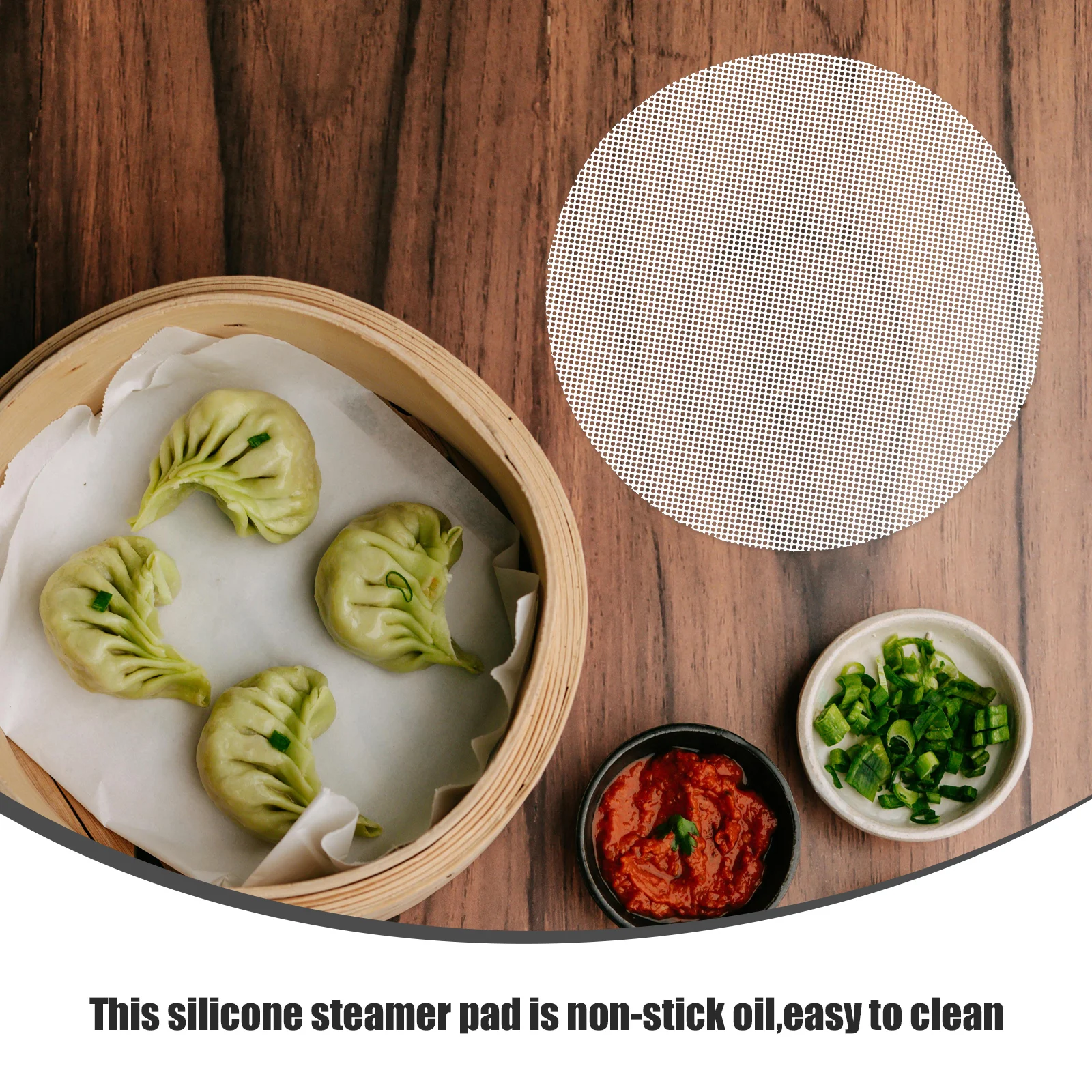 

5 pcs Silicone Steamer Pad Non stick Easy Clean Reusable Dumplings Mat Round Shape Food Safe Kitchen Baking Pan