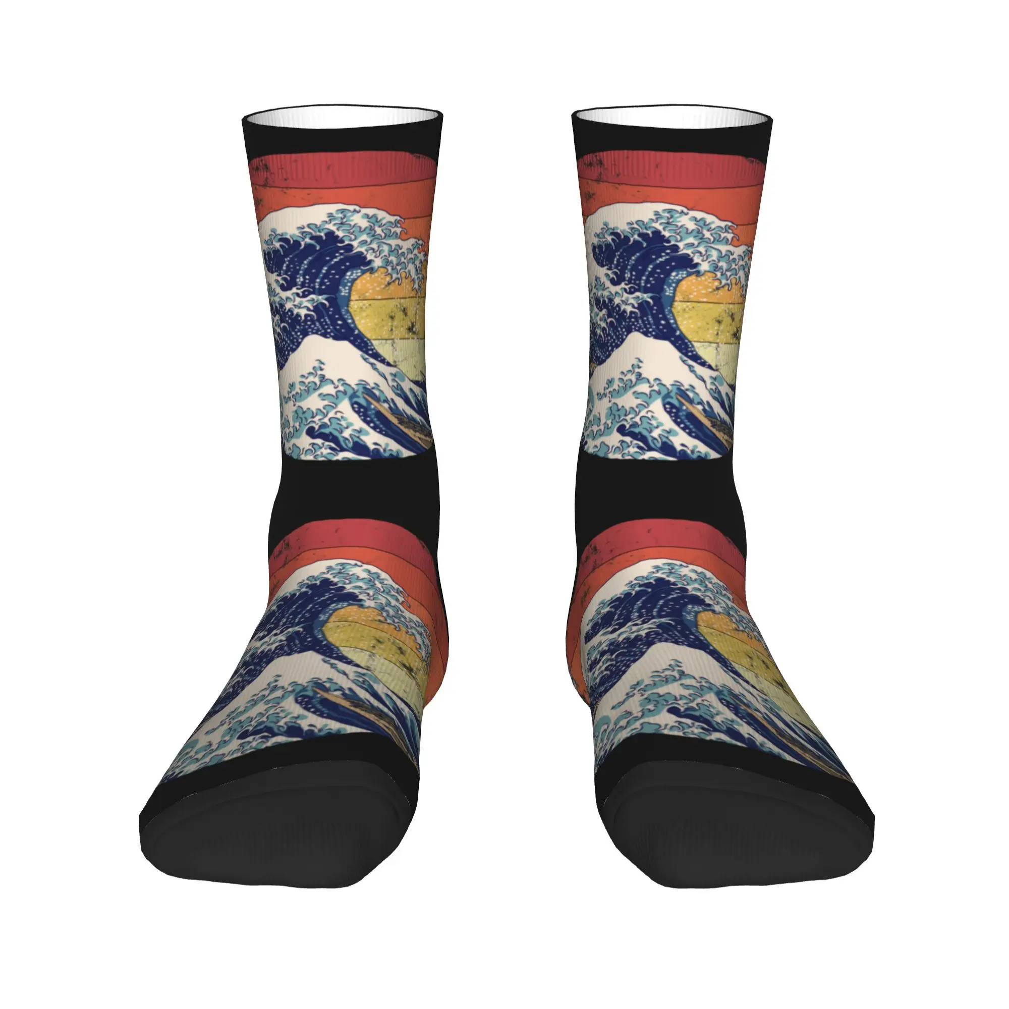 

Funny Printed The Great Wave off Kanagawa Socks for Women Men Stretchy Summer Autumn Winter Crew Socks