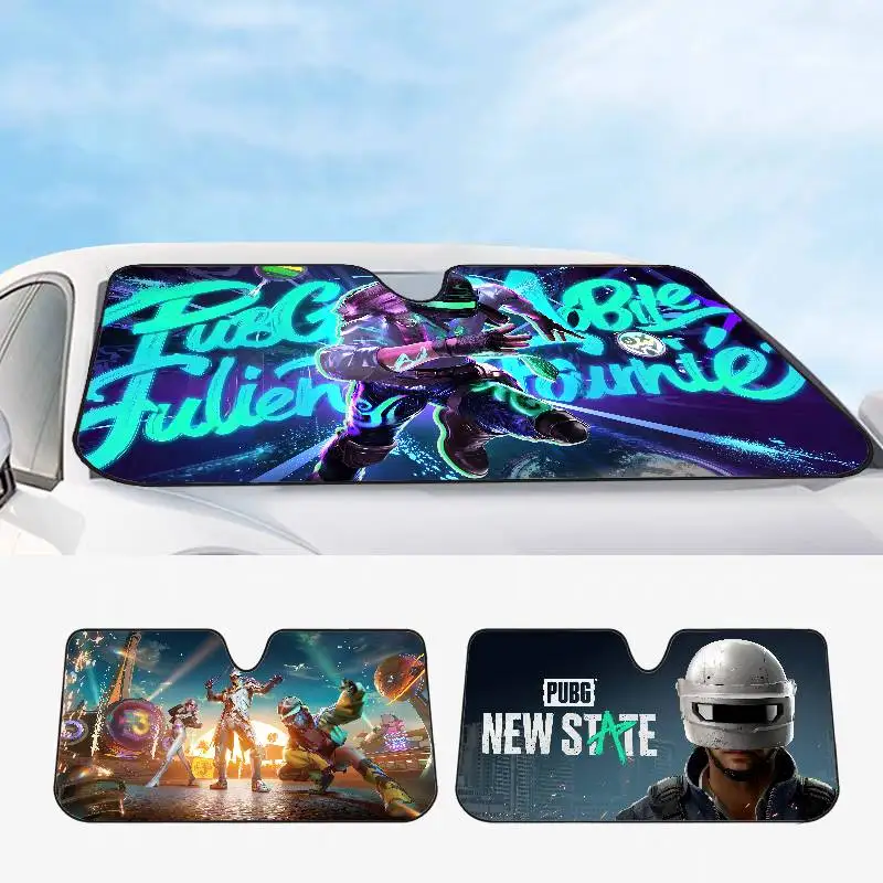 P-PUBG لعبة نافذة السيارة الشمس الظل الزجاج الأمامي المضادة للأشعة فوق البنفسجية حماية الجبهة الخلفية الزجاج الأمامي كتلة غطاء قناع الملحقات