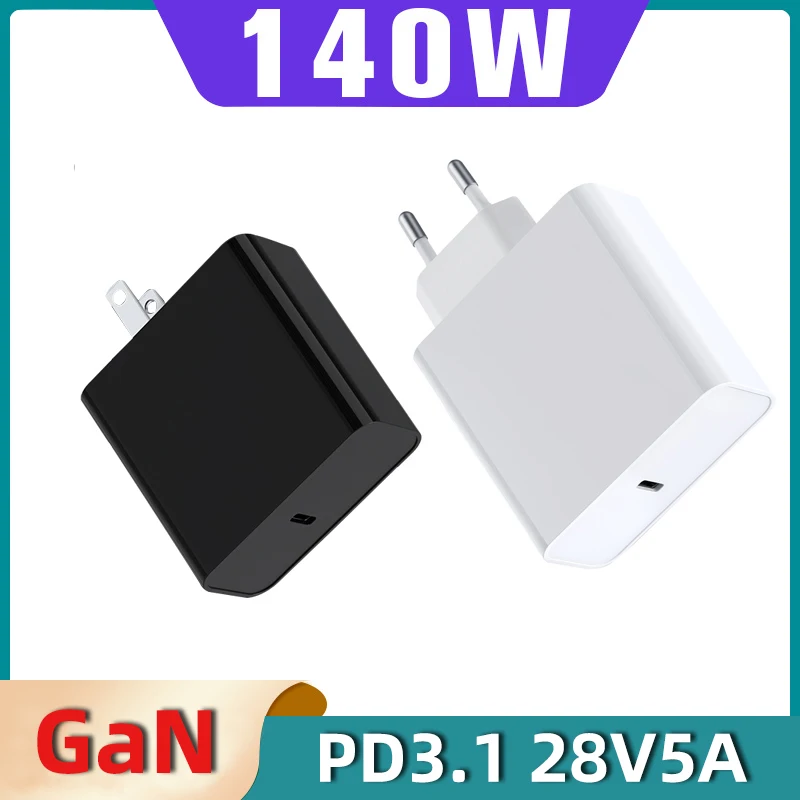 PD3.1 140W GaN Charger 28V5A 20V5A Type-C USB C Fast Charging Adapter PPS Wall Charger for iPhone Samsung Xiaomi Huawei