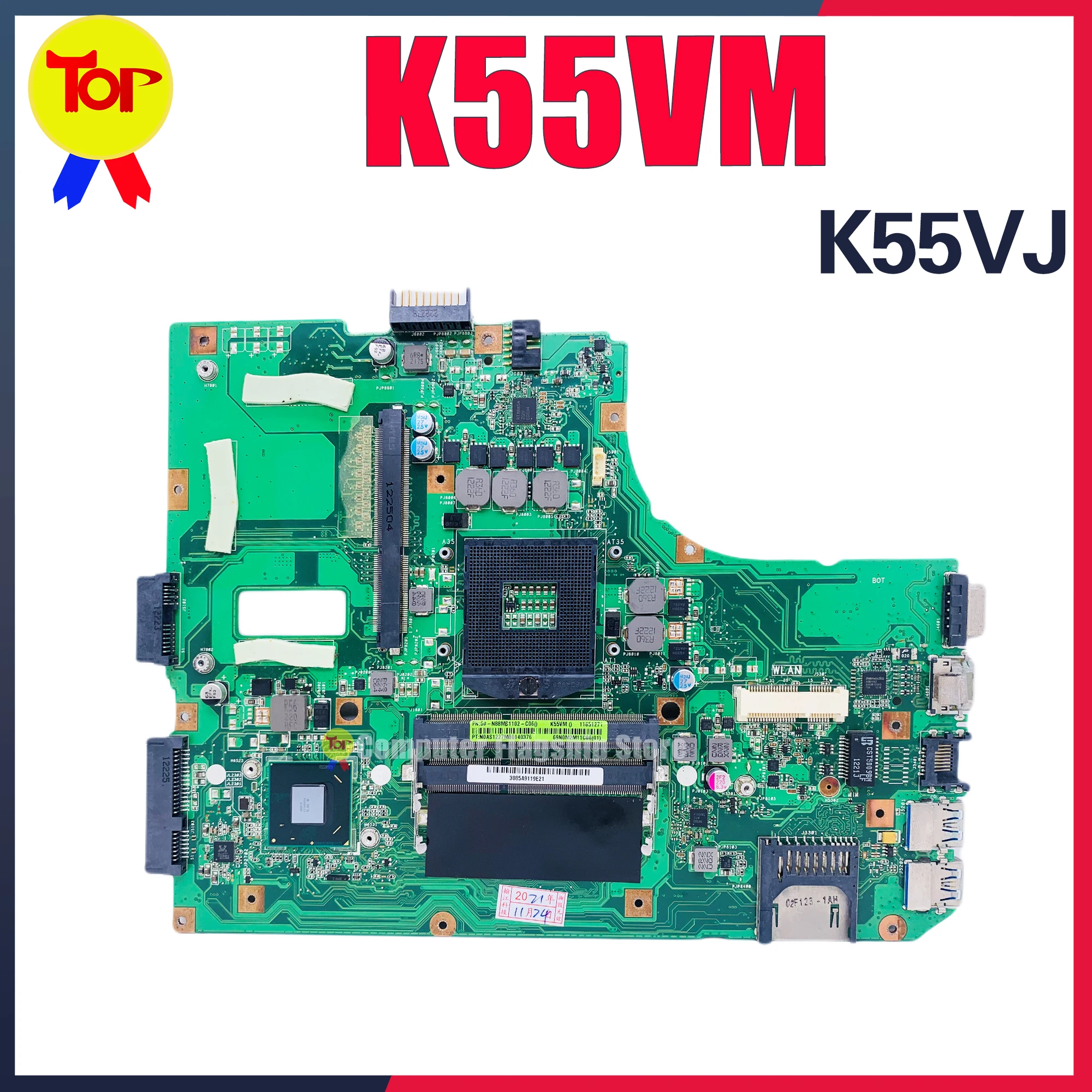 KEFU K55VM Laptop Motherboard For ASUS K55VM K55VJ K55V R500V Notebook Mainboard REV:2.0/2.1/2.2/2.3 MAIN BOARD TEST OK