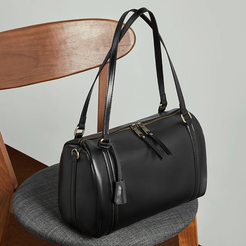 2026 Borsa Boston da donna nuova Borsa a tracolla da donna di lusso in vera pelle Pelle bovina Borse a tracolla femminili versatili di grande capacità