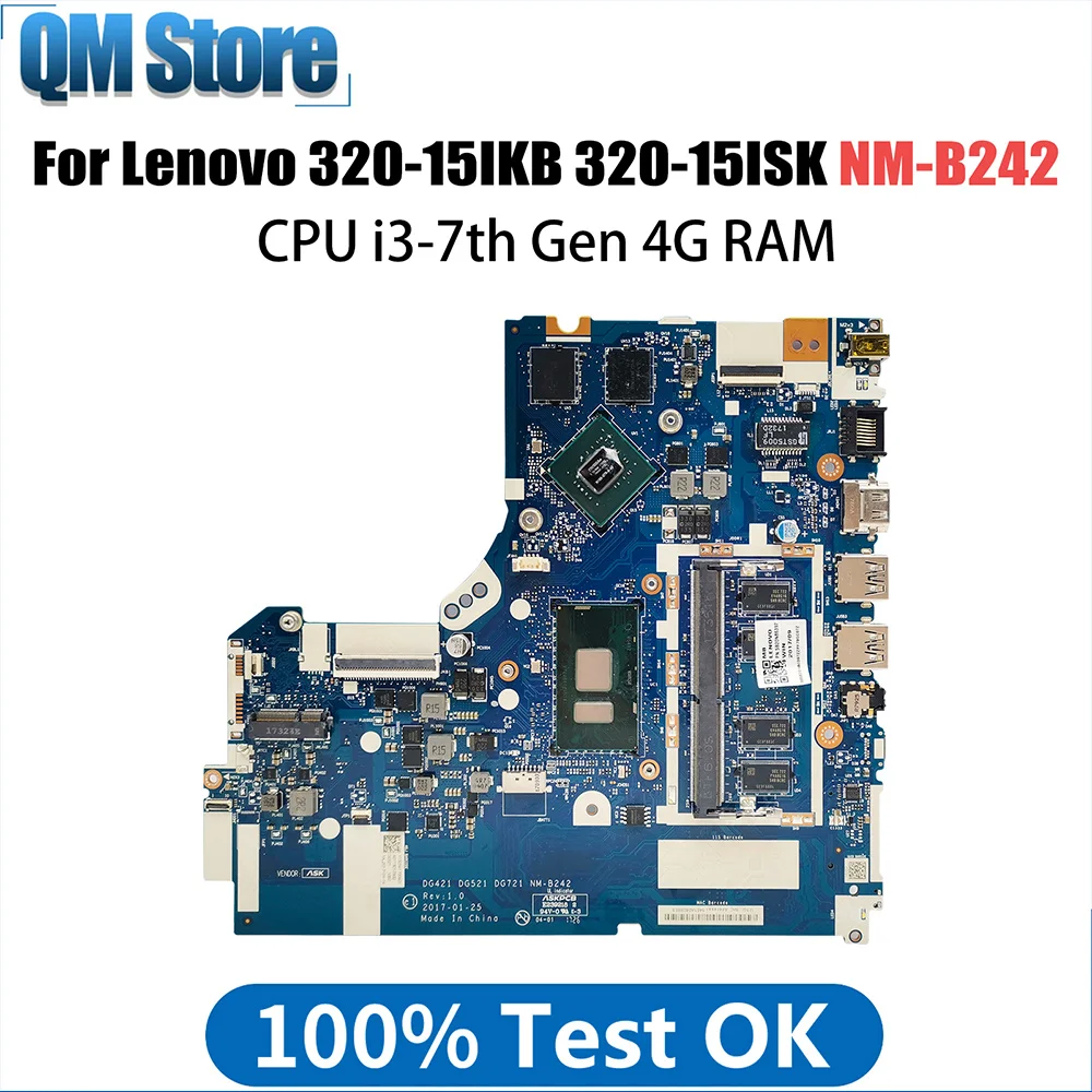 

NM-B242 Mainboard For Lenovo 320-15IKB 320-15ISK Laptop Motherboard With i3-7th Gen CPU 4G RAM 100% Test OK