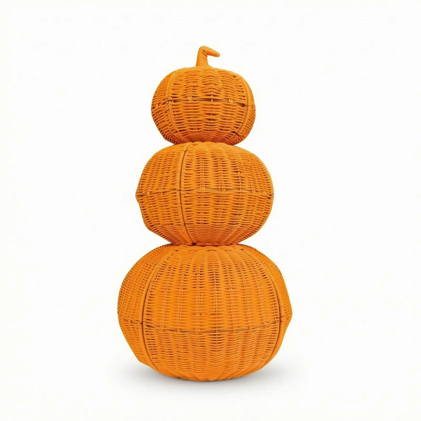 Rattan Harvest Pumpkin Display Stacked Fall Decor for Halloween Home Autumn Porch Entryway 73cm Tall