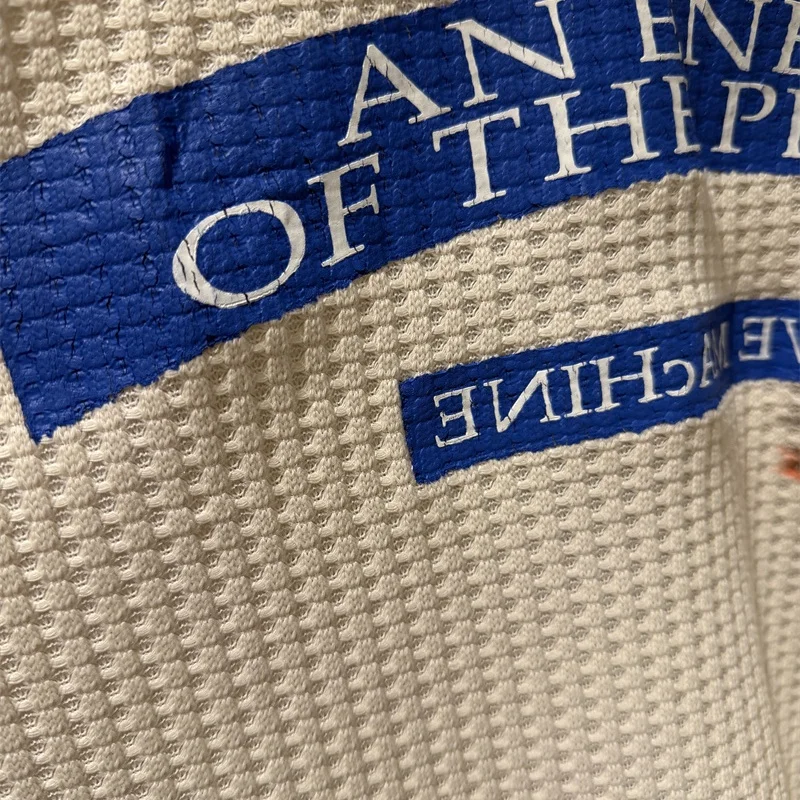 

Streetwear Waffle-Weave Letter Print Apricot Long-Sleeve Premium Quality Men's Women's Unisex Oversized Paly Long-Sleeve