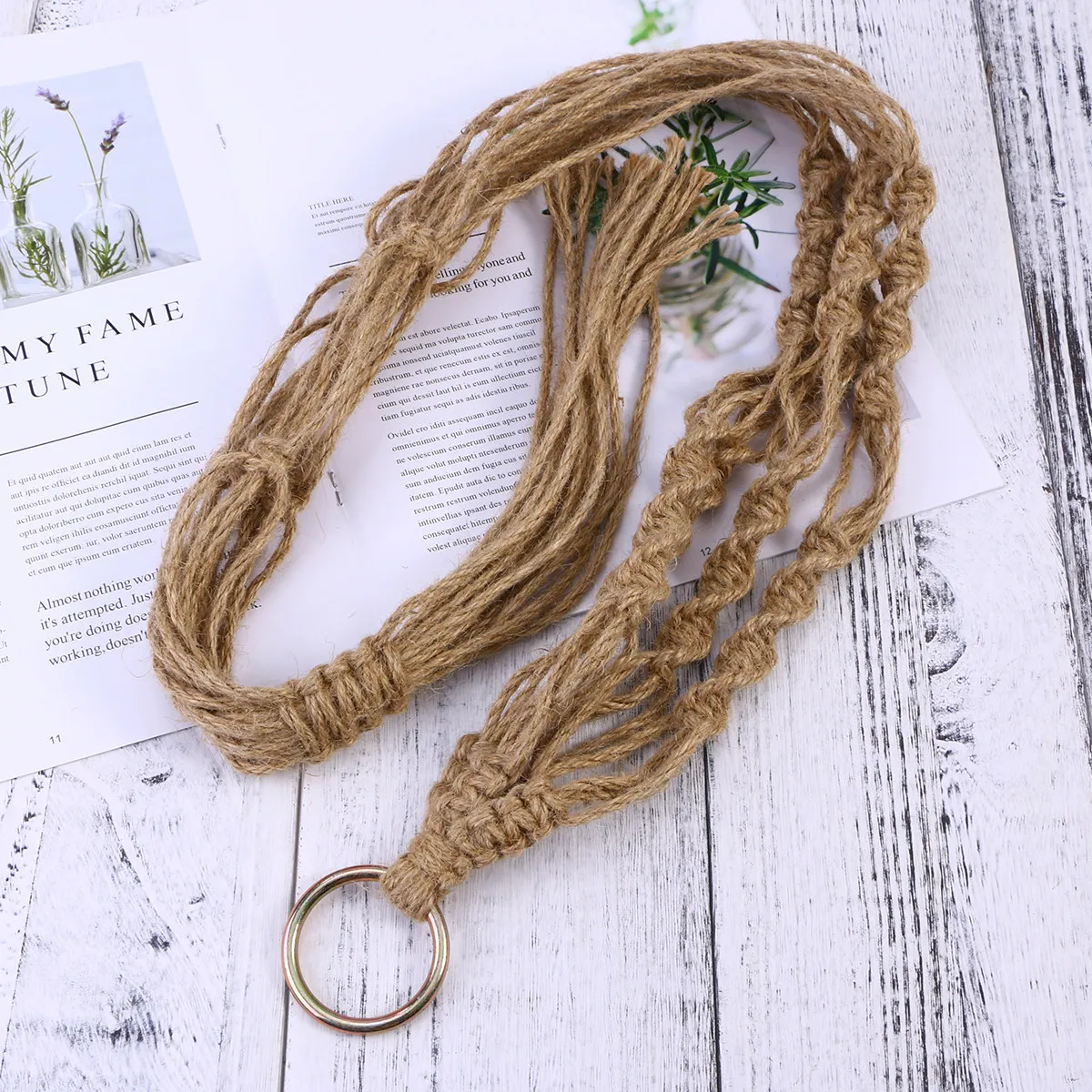 Macrame Plant Hanger Cotton Rope Hanging Planter for Indoor Outdoor Use Wall Mounted Ceiling Hook Decor Living Room Kitchen