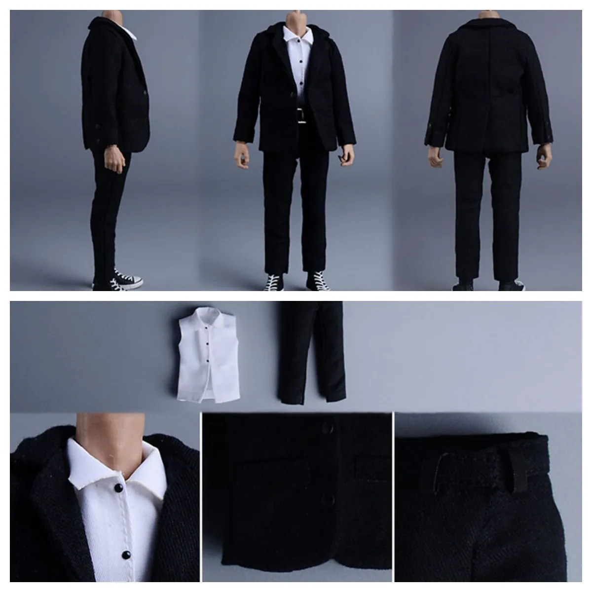 

1/12 Scale Male Business Formal Clothes Set Coat Shirt Belt Trousers Suit for 6 inches Action Figure BodY Model