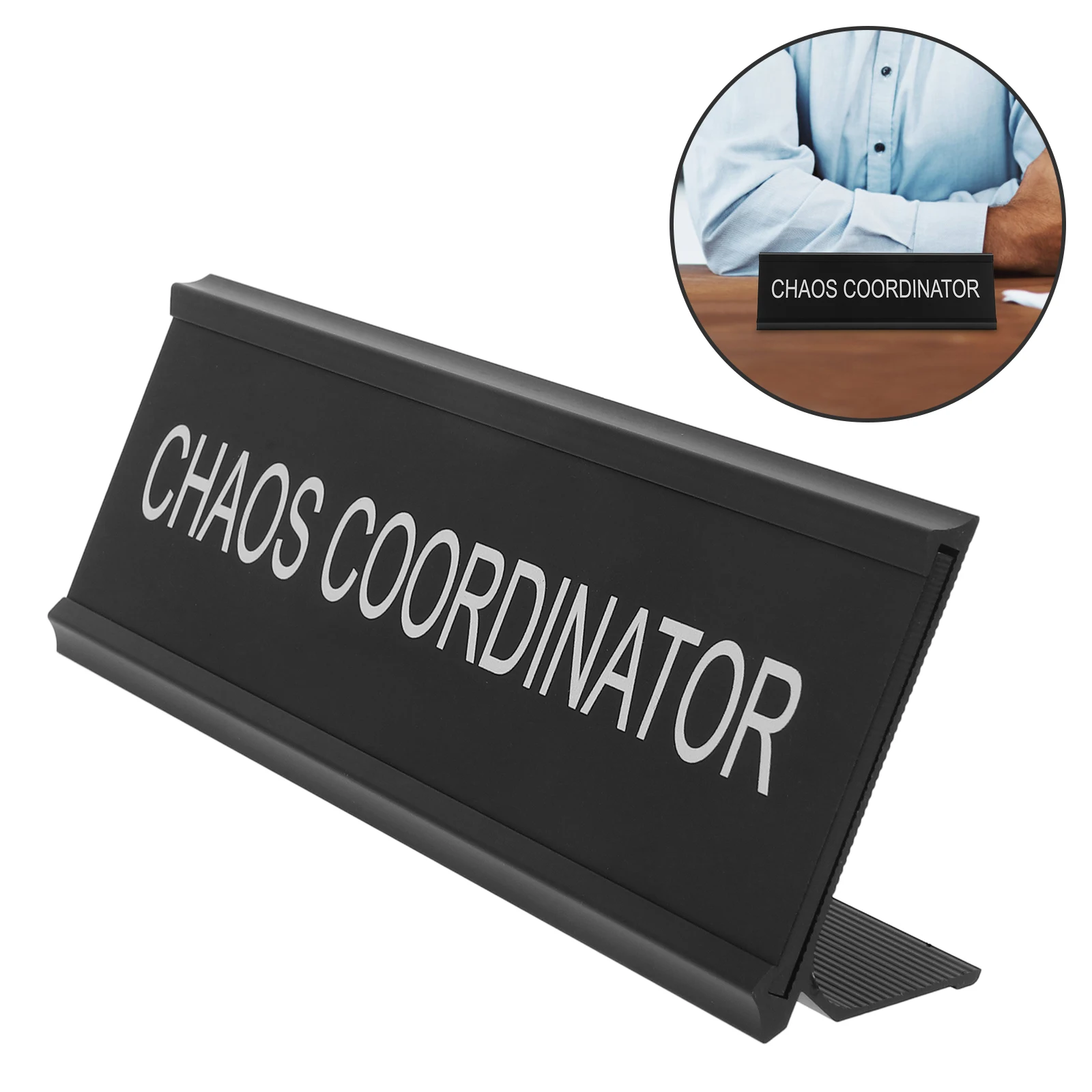 

558858pcs Aluminum Alloy Desk Plaque Position Card Chaos Coordinator Sign Black Color Easy Installation Office Supplies
