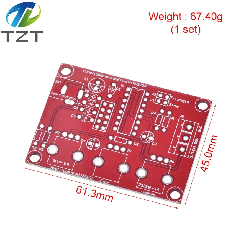 Function Signal Generator DIY Kit Sine/Triangle/Square Output 1Hz-1MHz Signal Generator Adjustable Frequency Amplitude XR2206