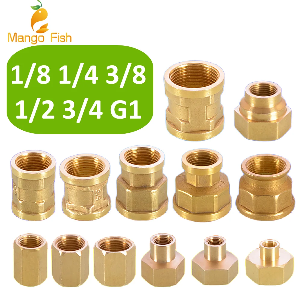 

Female Thread 1/8" 1/4" 3/8" 1/2" 3/4" BSP Brass Pipe Fitting Copper Hose Hex Coupling Coupler Fast Connetor For Water Fuel Gas