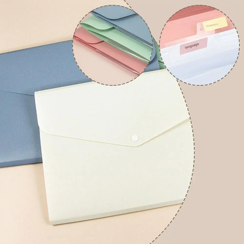 1Pcs Expanding File Folder 5-Grid Multi Layer Storage Thickened Portable Horizontal Bag File Bag Q7F5