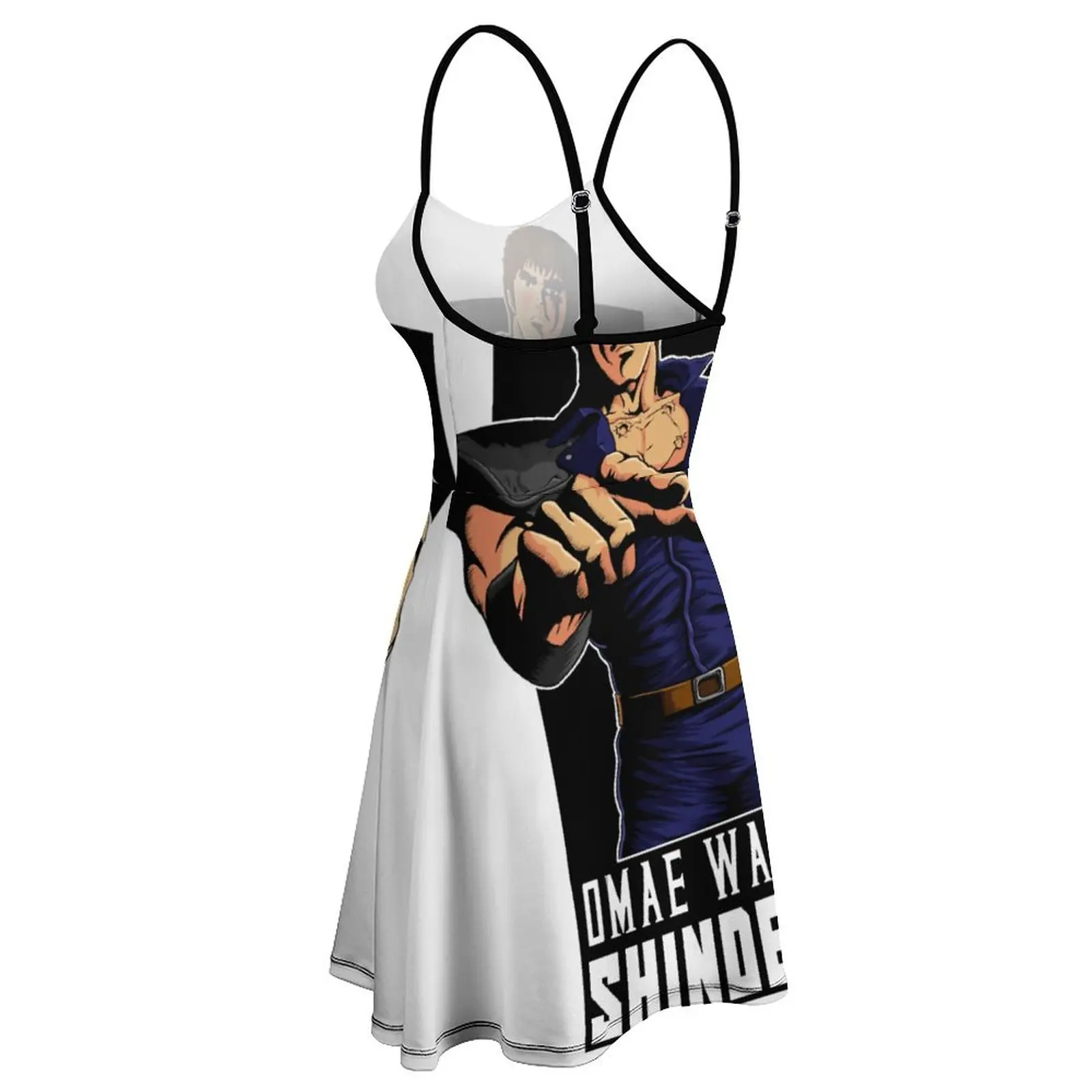 Omae Wa Mou Shindeiru Premium Scoop pour Y Graphic Vintage Robe à Bretelles pour Femme, Robes de Soirée Sexy, Nouveauté Drôle