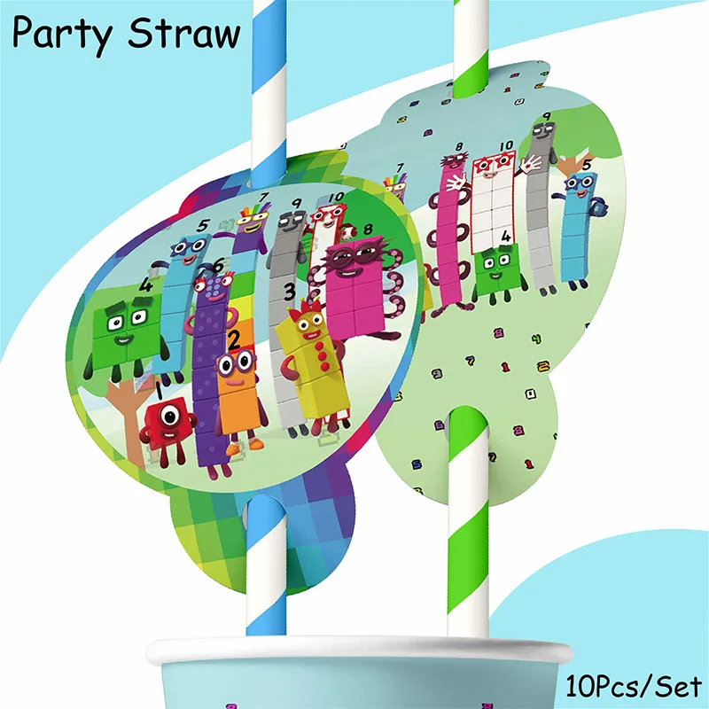 Disneynumber building blockspartysupplies tableware set cup plates for kids birthday party decoration boys and girls baby shower