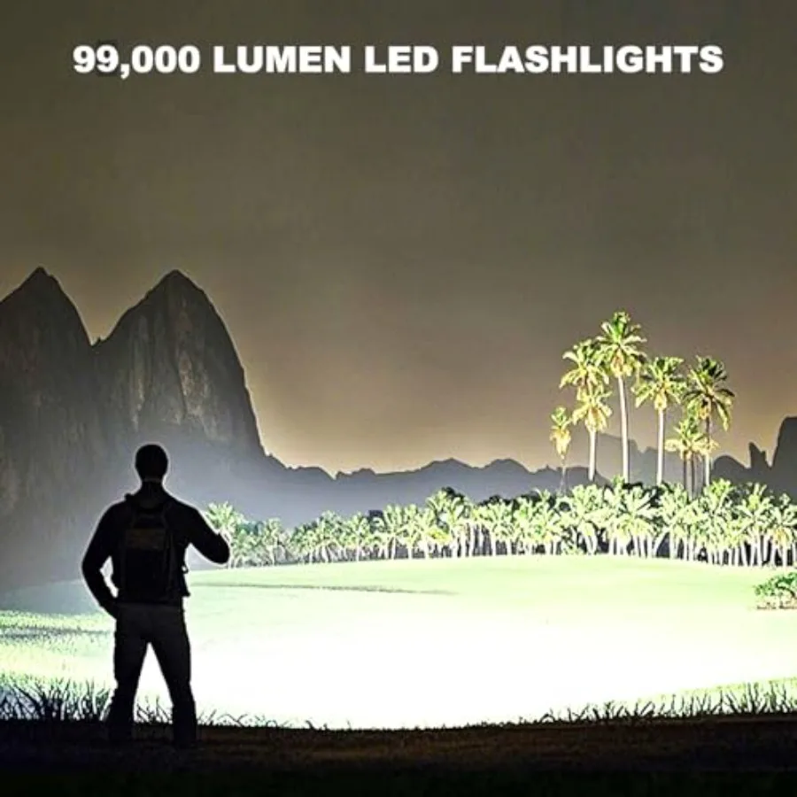4 Pack Rechargeable LED Flashlights High Lumens, 99, 000LM Super Bright Flashlight, Adjustable Powerful Flash Light with USB Ca