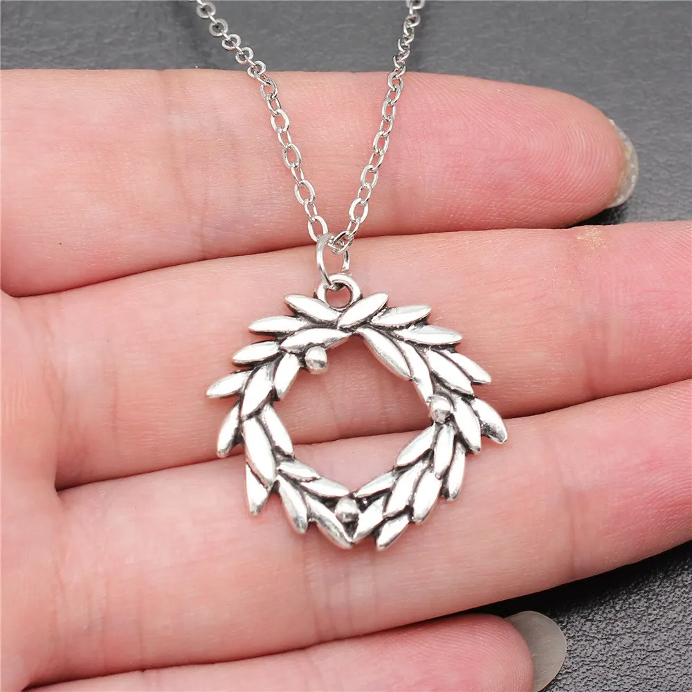 1 Stuks Olijf Tak Cirkel Bedels Hangers En Kettingen Onderdelen Bedels Voor Sieraden Maken Items Kettinglengte 43 + 5Cm