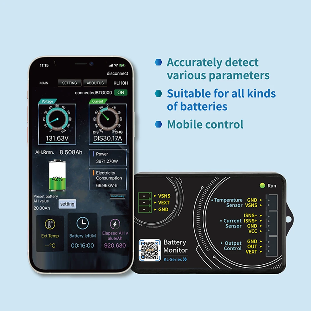 KL110F High-precision Bluetooth-compatible Coulomb Counter Lithium Battery Car Battery Lithium Iron Phosphate Detector Tester