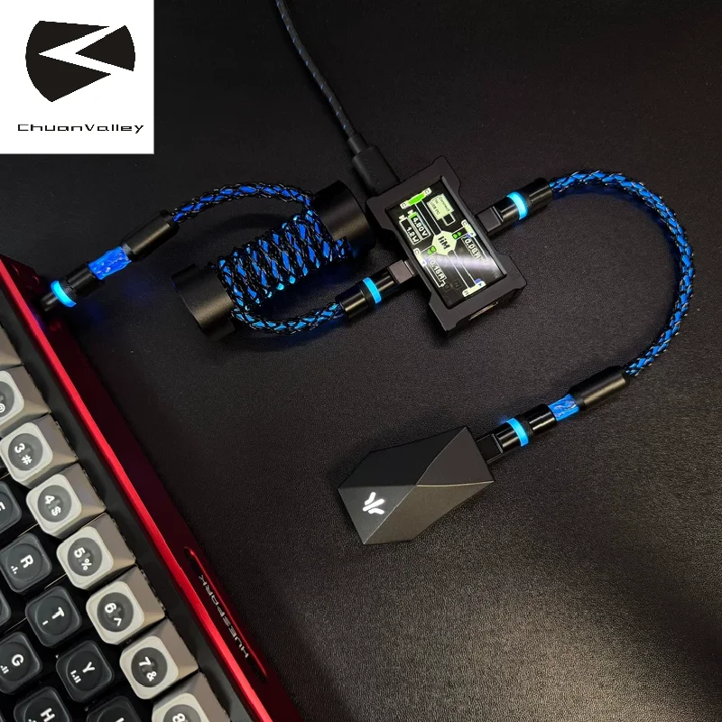 Chuan Valley 8k Mechanical Keyboard Cable Hmhub Dedicated Data Cable Custom Usb-typec Black Ice Blue Spiral Short Cable