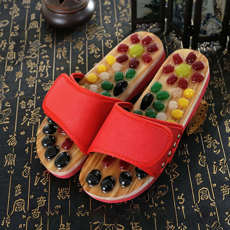 Pebble Foot Massage Slippers Home Men And Women Couple Non-slip Sandals And Slippers To Clear The Meridians Relieve Pain 1Pair