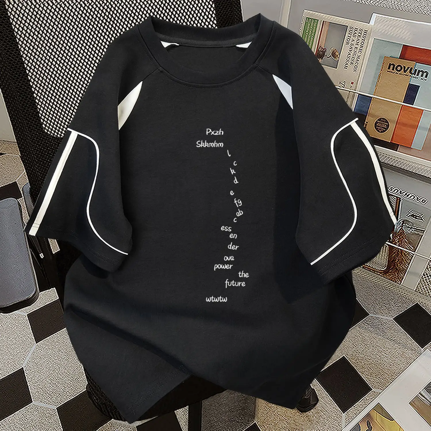 

Футболка большого размера с американской цветовой вставкой, коротким рукавом и вставками на плечах, летняя, для мужчин