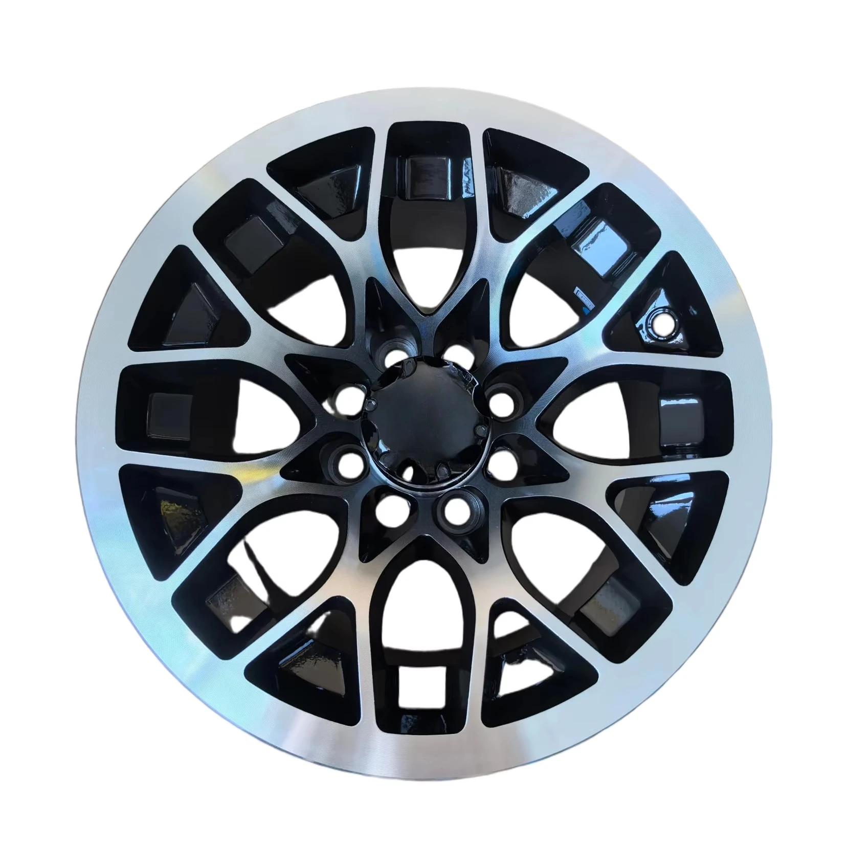 

New aluminium bright black golf cart wheels for replacement/repair (12x7-4- 101.6-71-negative20)