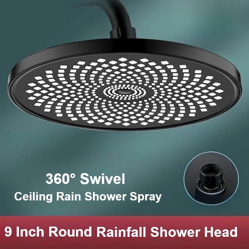 

9-дюймовый 360 ° Поворотная насадка для тропического душа, внутренний усилитель давления, потолочный тропический душ, регулируемая настенная насадка для душа в ванной комнате