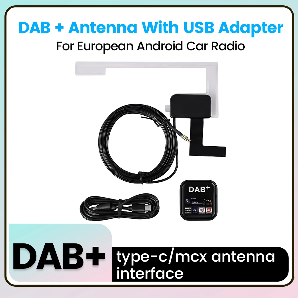 DAB+ Antenna USB Adapter for European Android Car Radio Video Multimedia Player GPS Navigation DAB Dongle Type-c C/mcx Interface