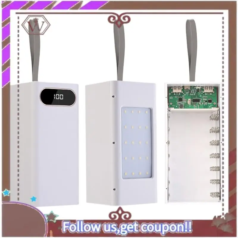 Latest DIY 28X18650 Battery Case 10W Power Bank Case Batteries Detachable Storage Box Holder With Camping Light