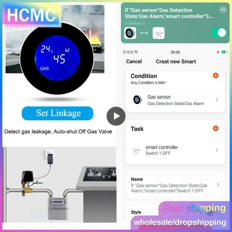 

Детектор газа для дома, кухни, Сигнализация Smart Life App, датчик утечки газа, беспроводной детектор горючих газов Wi-Fi