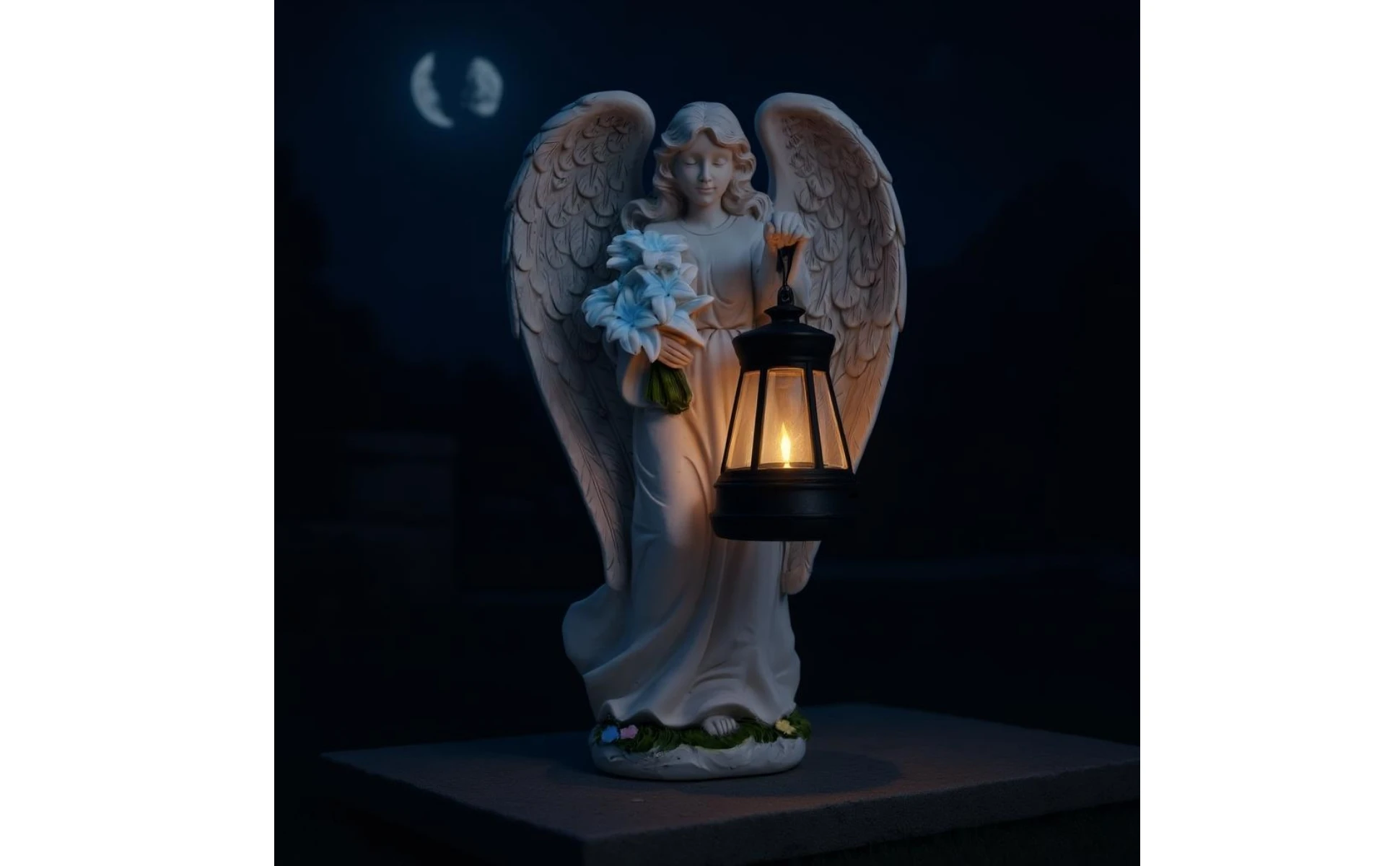 Angel Lantern Statue Feathered Wings Solar Angel Statue Outdoor Decor Decorative Weather Resistant for Walkway