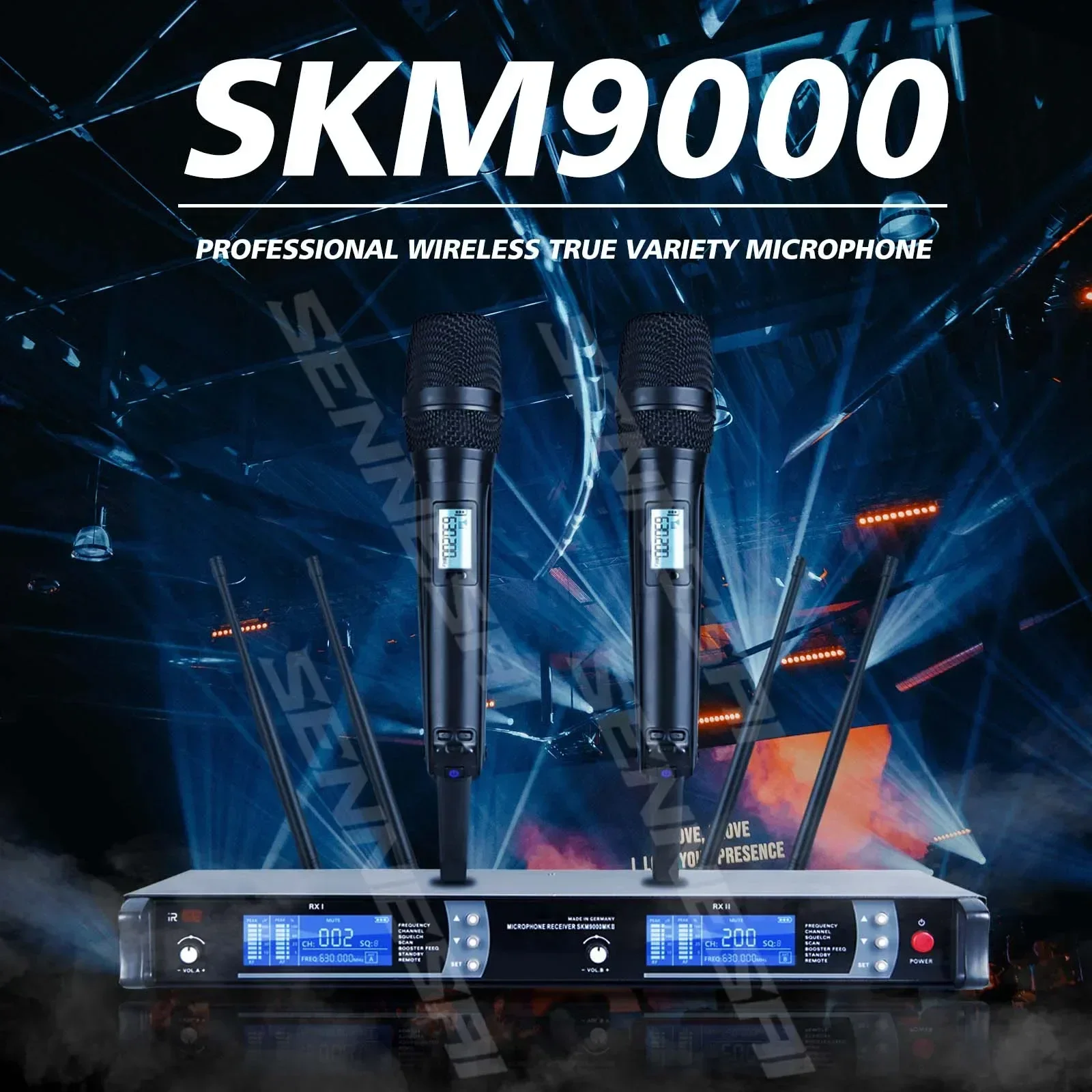 CDXLG SKM9000 Professional Dual Wireless Microphne 600-699MHz UHF Dynamic 2 Channel Handheld For Stage Performance Show Party