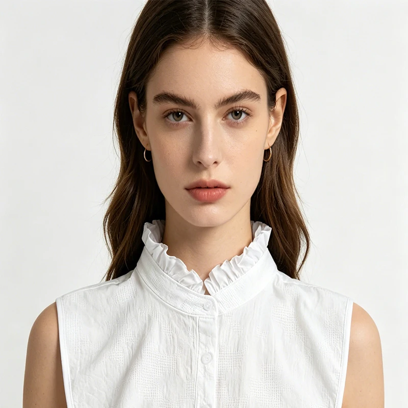 New Fashion White Pure Cotton Fake Collar Women's Four Seasons Versatile Shirt Collar