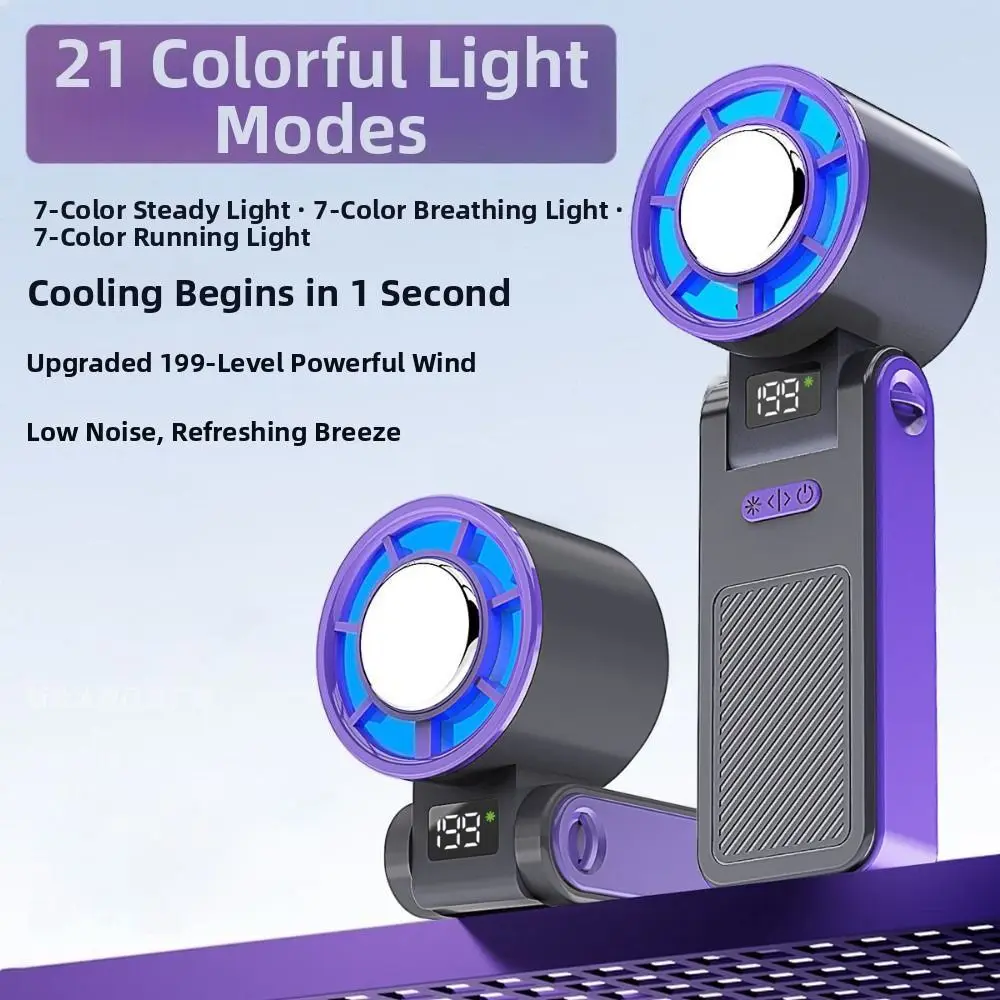 

Электрический вентилятор с охлаждением и компрессом для льда, складной, с разноцветной подсветкой, персональный охлаждающий вентилятор, полупроводниковое охлаждение