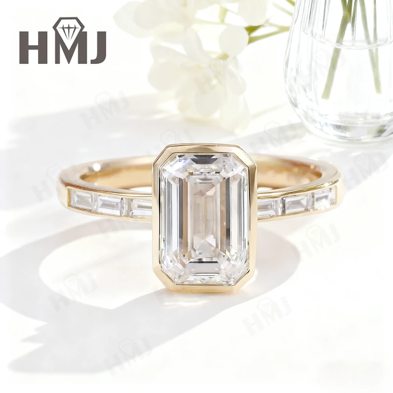 

2ct Customize Ring Lab Grown Diamond Emerald Cut VS1 Clarity 10K 14K 18K 925 Silver Proposal Wedding Band ​jewelry for Woman