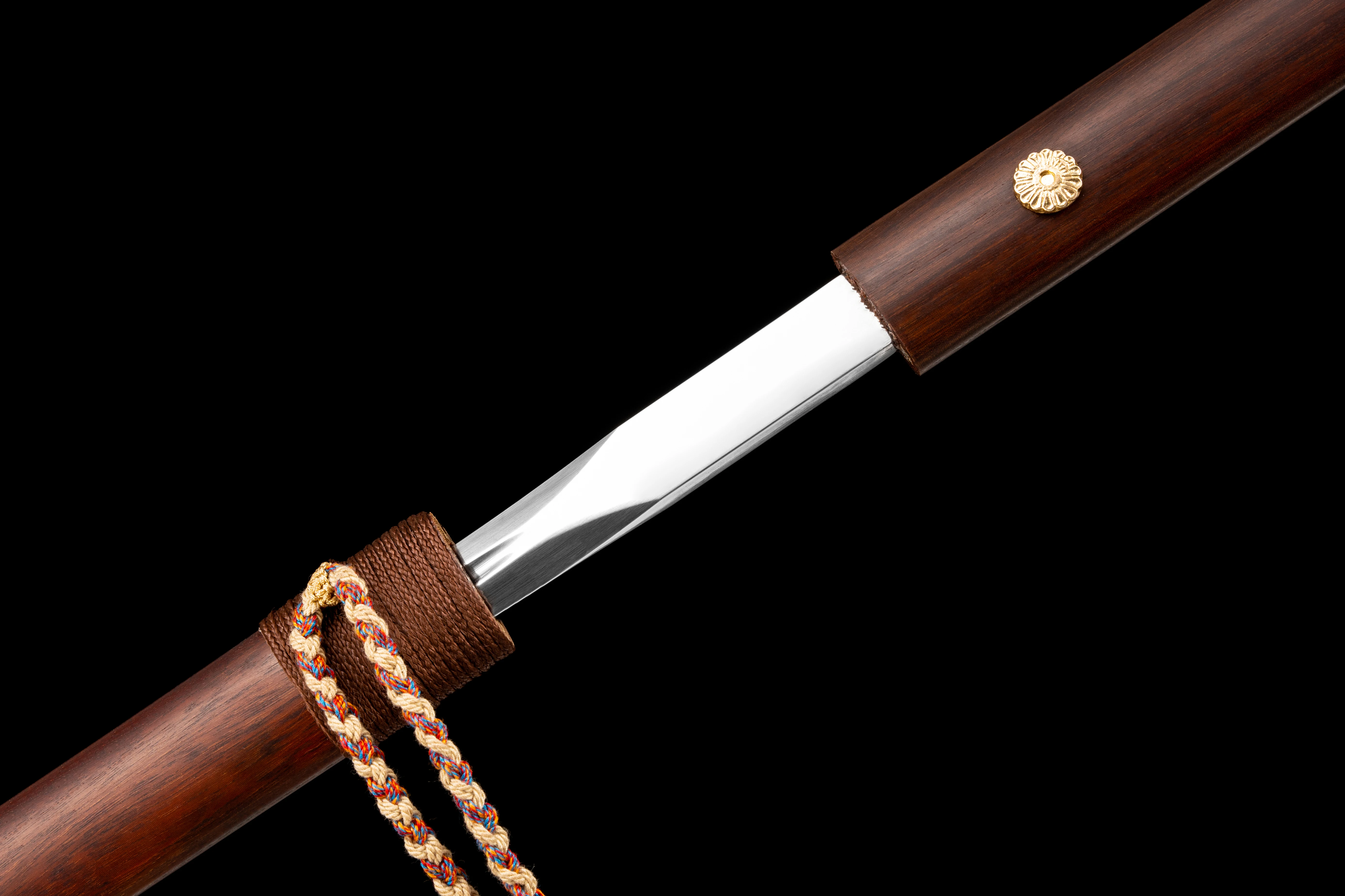 Full tang Dragon and Phoenix Rosewood walking stick sword Genuine steel blade Katana martial arts ninja outdoor sports Not sharp view 2