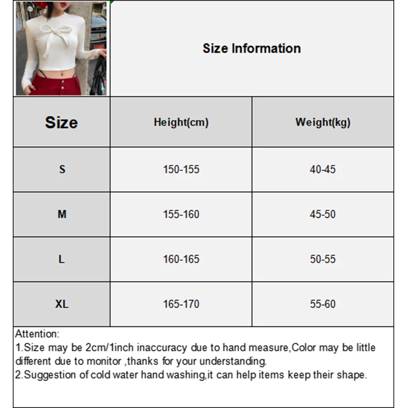 Korean Popular Bow Round Neck Long Sleeve Solid Color Slim T-shirt Women's Crop Top