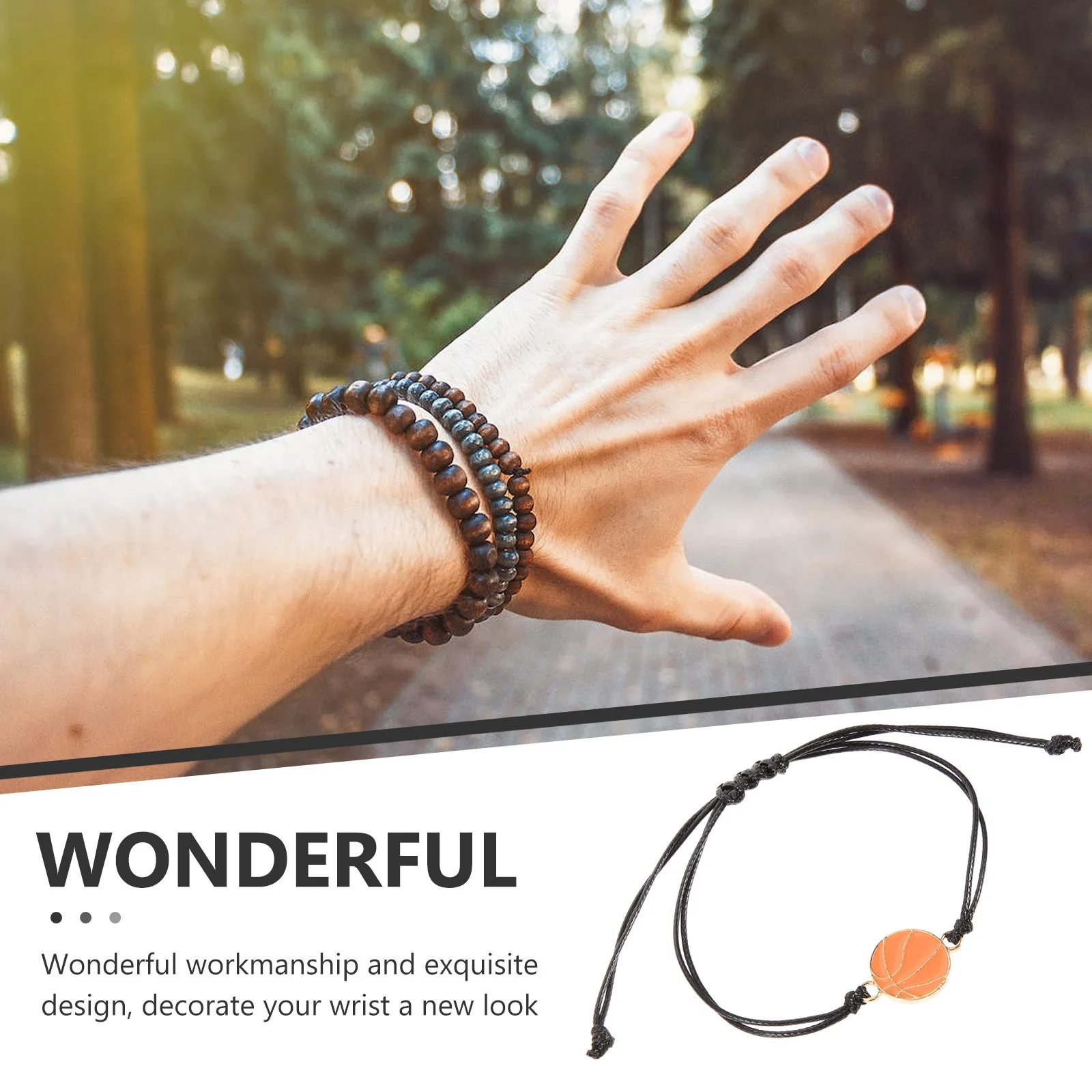 Pulsera del equipo de baloncesto, diseño creativo de pelota deportiva, pulsera de hilo de cera duradera, accesorios de joyería tejidos decorativos, 5 uds.