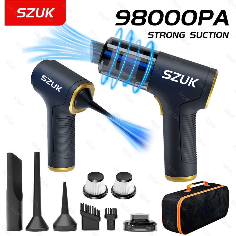 SZUK 98000PA Car Vacuum Cleaner Wireless Portable Cleaning Machine for Car Home Appliance Powerful Handheld Cleaner for keyboard