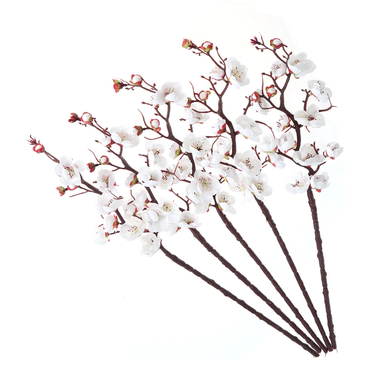 

5pcs 60Cm Artificial Plum Blossom Silk Fake Flowers Wedding Home Garden Decoration Office Bedroom Courtyard Rose Red