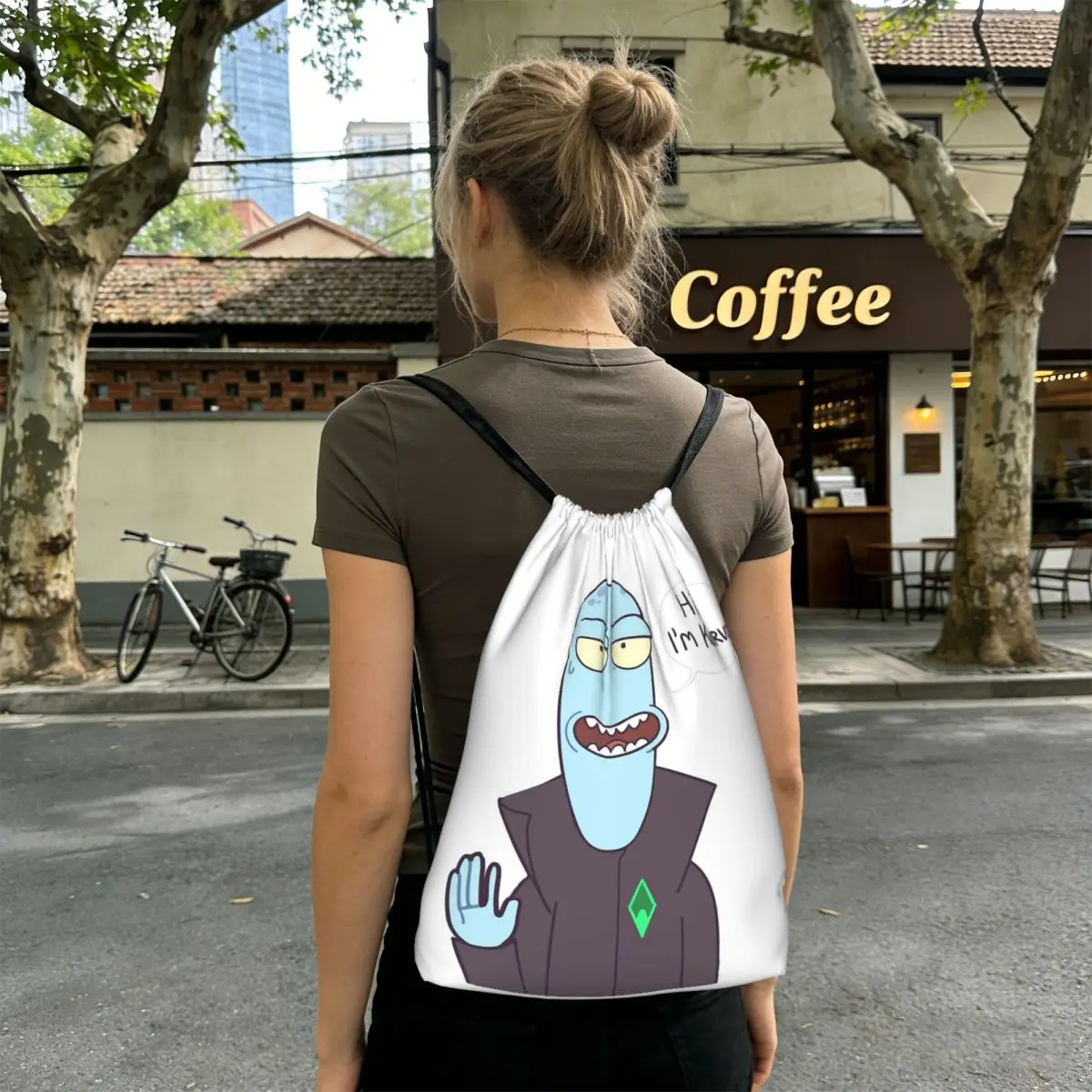 Cartoon Solar Opposites Funny Korvo Backpacks Multi-function Drawstring Bundle Pocket Shoes Bag Book Bags for Man Woman Students